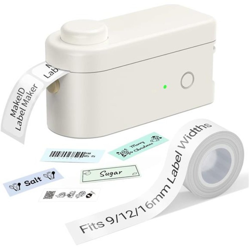Label Maker Machine with Tape - Compatible with 9/12/16mm Waterproof Tape